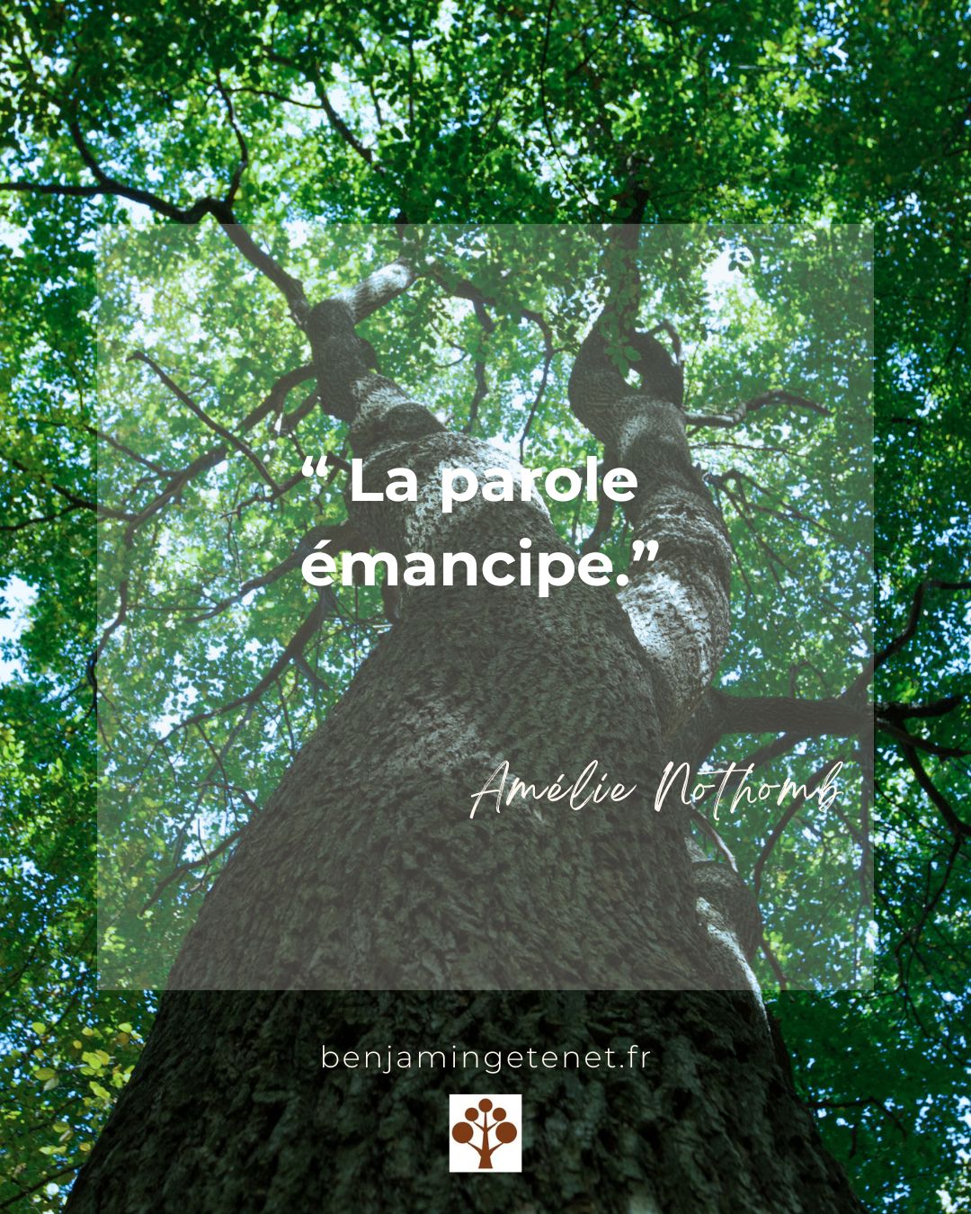Citation du mois : « La parole émancipe » — Amélie Nothomb